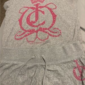 Juicy Couture Heather Gray and pink rhinestone 2 pieces shorts and jacket